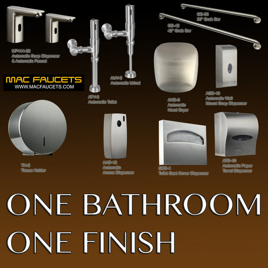 Suite 10022 Automatic Urinal, Toilet Flush Valves, Faucet and Soap Dispenser in Stainless Steel