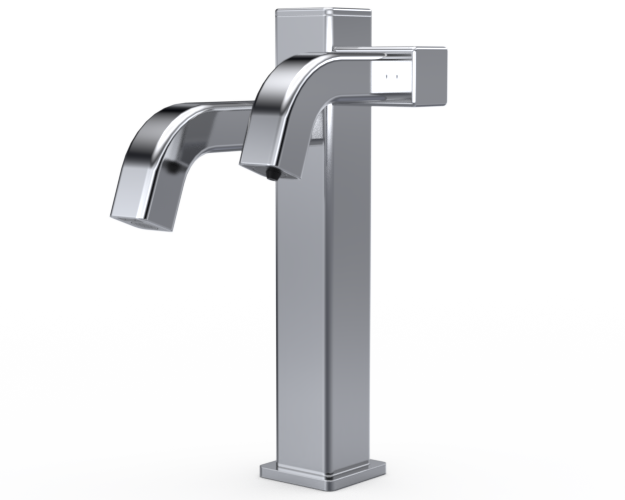 TiO-344 Two-in-One Square Automatic Faucet and Automatic Soap Dispenser with 4" Riser for Vessel Sink Applications