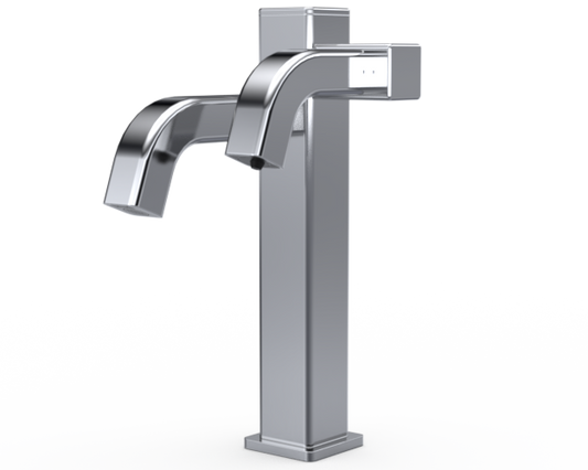 TiO-344 Two-in-One Square Automatic Faucet and Automatic Soap Dispenser with 4" Riser for Vessel Sink Applications